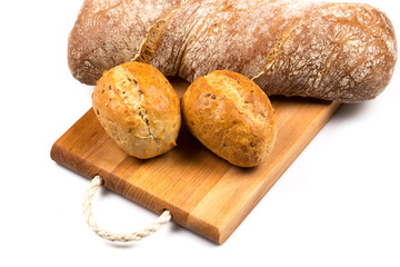 Various of bread on cutting board