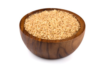 Rice in wooden bowl