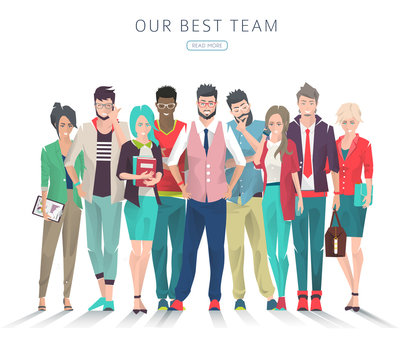 Modern vector illustration / Set of business people with different actions, feelings and emotions / creative men and women /  office team  /  can be used for websites and banners