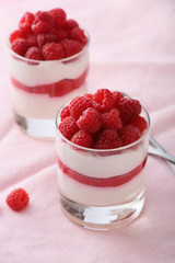 Cream pudding with berry