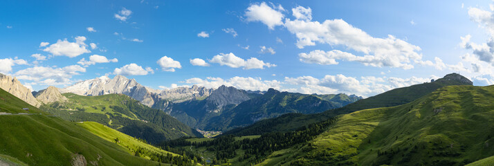 Dolomites alps, amazing panoramic landscape at Italian South Tyrol. - obrazy, fototapety, plakaty
