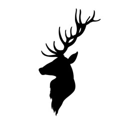 Naklejka premium deer head vector illustration style flat black silhouette
