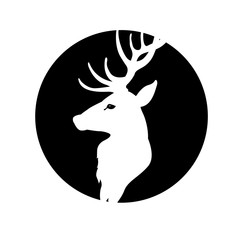 deer head vector illustration  style flat black silhouette