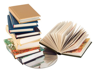 Pile of books and laser disk