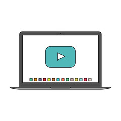 laptop icon in the style thin line flat design isolated