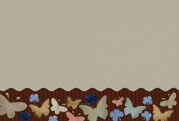 Watercolor horisontal border with butterflies