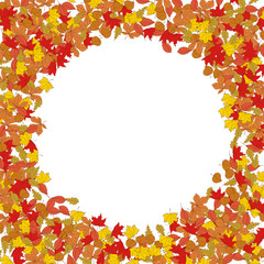 Frame from yellow autumn leaves.Design element for poster, flyer
