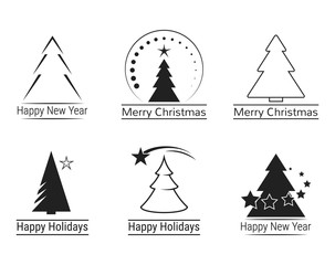 Christmas tree logo icon set