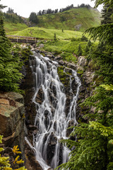 Fototapeta na wymiar Mount Rainier's Myrtle Falls and Edith Creek, a beautiful and easy hike on the Paradise area of Mount Rainier National Park, Washington.