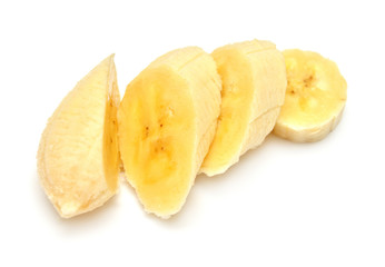 Banana slices isolated on a white background