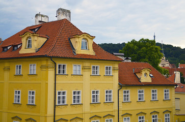 Fototapeta na wymiar Beautiful old houses in historic part of Prague,Czech Republic.