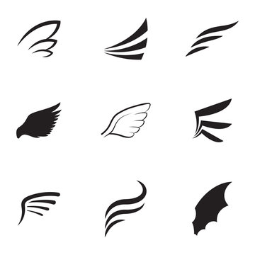 Simple wing icons set