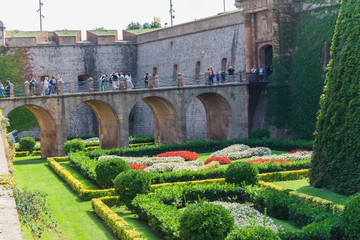 Naklejka premium Entrance to the Castell de Montjuic in Barcelona Spain