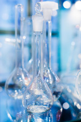 Chemical laboratory glassware. Abstract background.