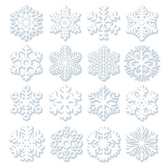 White snowflakes vector set.