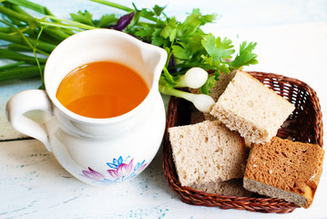 Healthy Food. Healthy Nutrition. Pitcher with fresh melted Butter