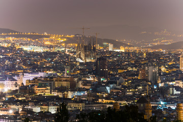 Barcelona city scape at night