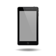 Mockup of a black smartphone, vector illustration. Isolated on white background. For app design and advertisement.