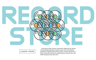 Record Store Idea Minimalistic Contemporary Flat Cool Line Art W