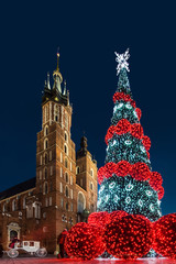 Kościół Mariacki. Kraków, Polska. Choinka