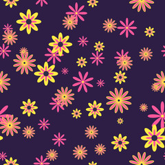 Fototapeta na wymiar Seamless floral pattern on a dark background.