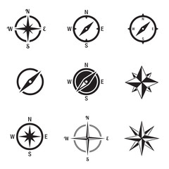 Compasses icons set