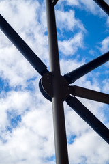 Iron architectural constructions with blue sky on background