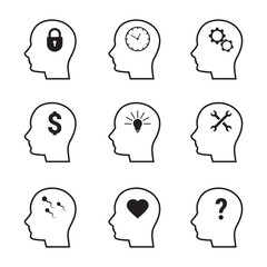 head brain vector icons