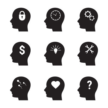 head brain vector icons