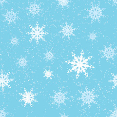 Fototapeta na wymiar Seamless Pattern with Snowflakes on blue background