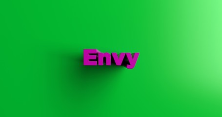 Envy - 3D rendered colorful headline illustration.  Can be used for an online banner ad or a print postcard.