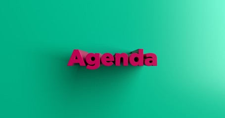 Agenda - 3D rendered colorful headline illustration.  Can be used for an online banner ad or a print postcard.