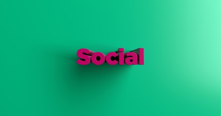 Social - 3D rendered colorful headline illustration.  Can be used for an online banner ad or a print postcard.
