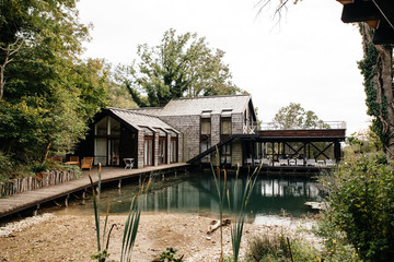 Beautiful wooden house near the river