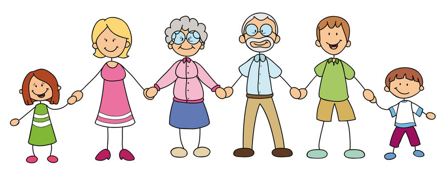 Glückliche Familie mit Großeltern