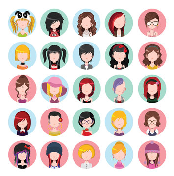 Flat colored women avatars