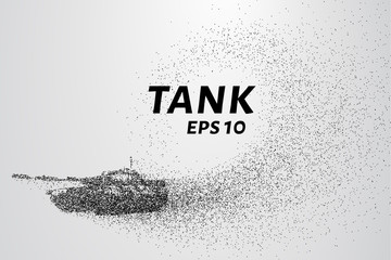 Fototapeta na wymiar The tank of particles. The tank crumbles into small molecules.
