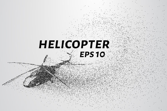 The helicopter of the particles. Transport helicopter consists of small circles.