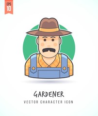 Farmer man in hat illustration People lifestyle and occupation Colorful and stylish flat vector character icon