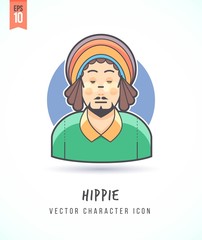 Hippie man with dreadlock hairstyle illustration People lifestyle and occupation Colorful and stylish flat vector character icon
