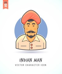 Indian man traditional clothing and culture illustration People lifestyle and occupation Colorful and stylish flat vector character icon
