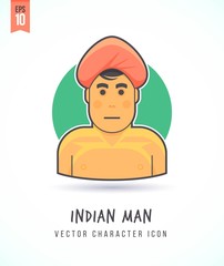 Indian man traditional clothing and culture illustration People lifestyle and occupation Colorful and stylish flat vector character icon