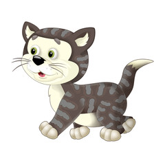 Fototapeta na wymiar Cartoon happy cat walking - isolated - illustration for children