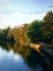 Autumn river bank. The colors of Autumn.