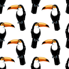 Materiał do szycia Seamless pattern with hand drawn toucan