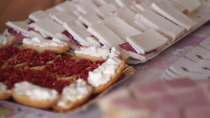 sandwiches, bruschetta and savory rote, aperitif dish, appetizer - Powered by Adobe