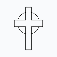 Vector illustration of cross. Religion icon. Silhouette. Flat style.