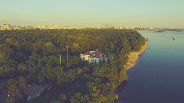 Kiev cityscape at sunset. 4k, 30 fps