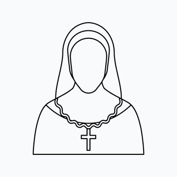 outline nun portrait with cross clip art preview