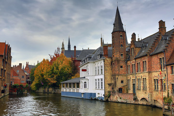 Medieval city Bruges in the autumn. Belgium.